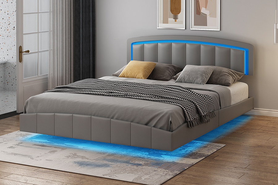 4468-1 Rangka Tempat Tidur Mengambang Berlapis LED
