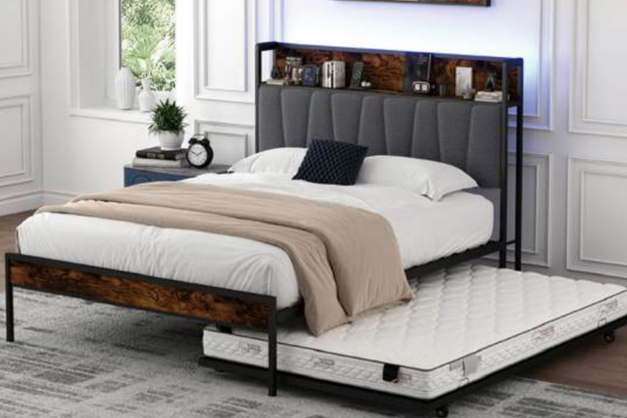 Rangka Tempat Tidur Bergaya Industri Logam Susun 4550-1U