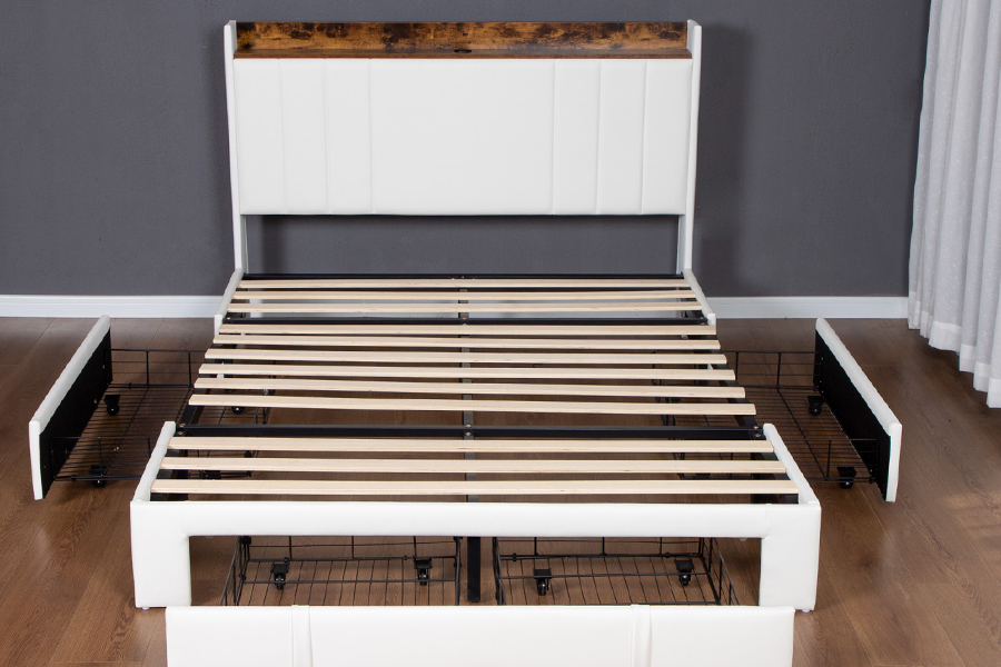Rangka Tempat Tidur Headboard Terintegrasi Berlapis USB A002-1-3DU