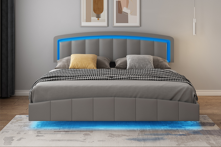 4468-1 Rangka Tempat Tidur Mengambang Berlapis LED