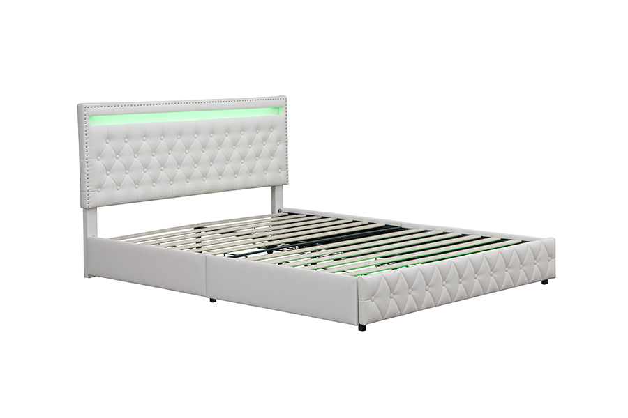4471-1-3D Penyimpanan Laci Rangka Tempat Tidur Pencahayaan Sekitar yang Cerdas