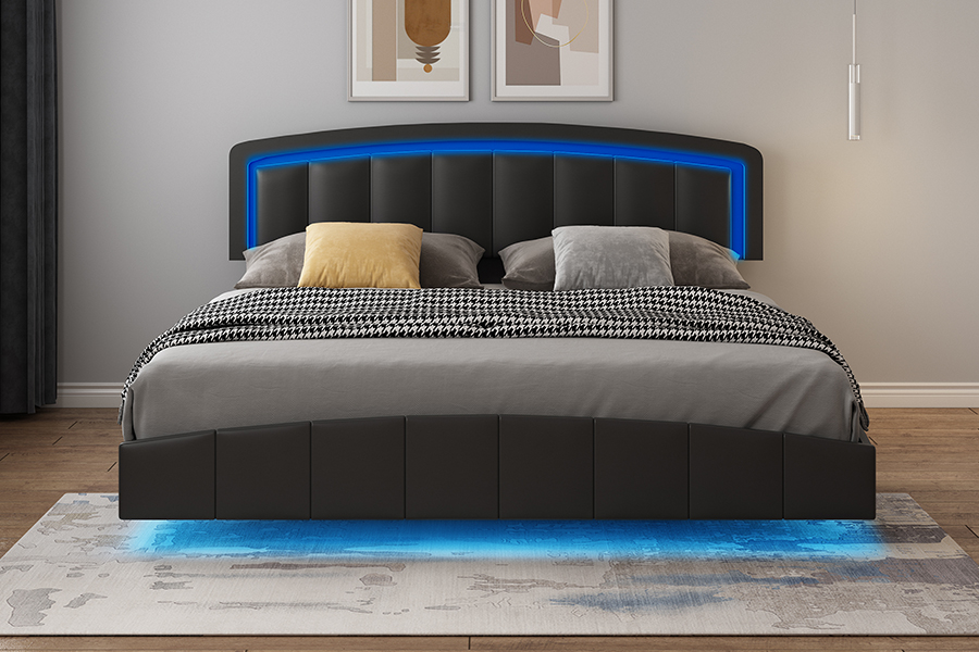 4468-1 Rangka Tempat Tidur Mengambang Berlapis LED