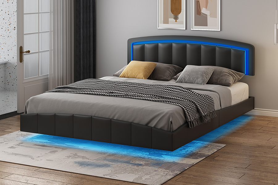 4468-1 Rangka Tempat Tidur Mengambang Berlapis LED