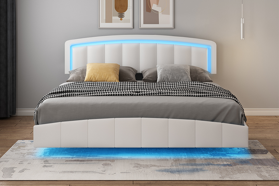4468-1 Rangka Tempat Tidur Mengambang Berlapis LED