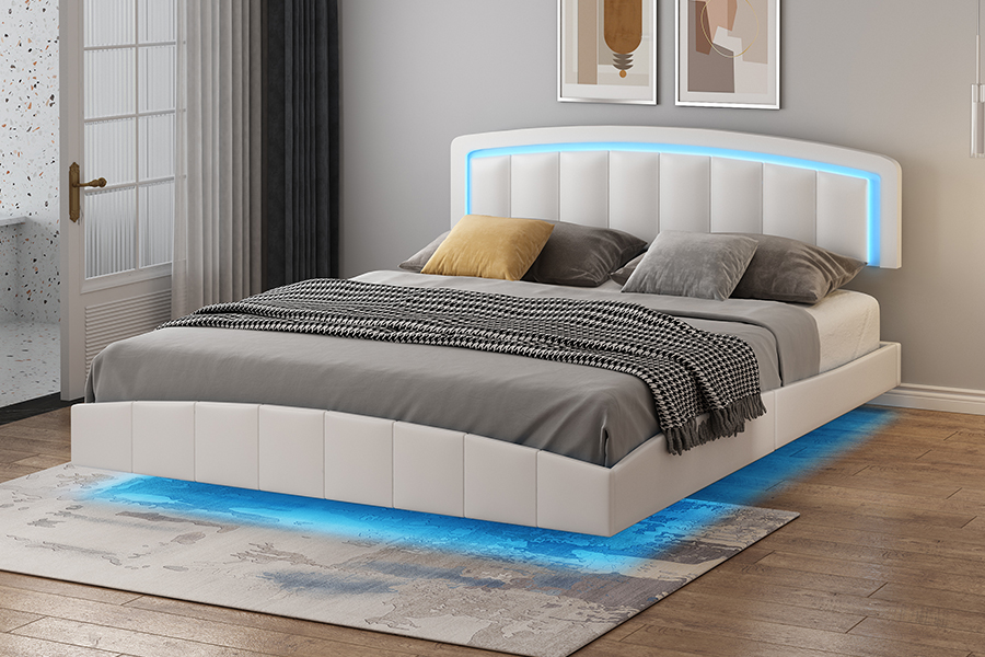 4468-1 Rangka Tempat Tidur Mengambang Berlapis LED