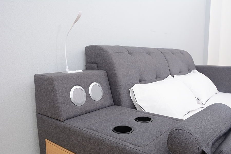 Rangka Tempat Tidur Santai Terintegrasi Berlapis Speaker Bluetooth 1550