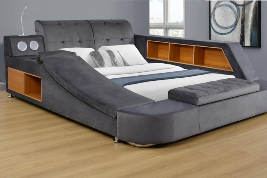 Rangka Tempat Tidur Santai Terintegrasi Berlapis Speaker Bluetooth 1550