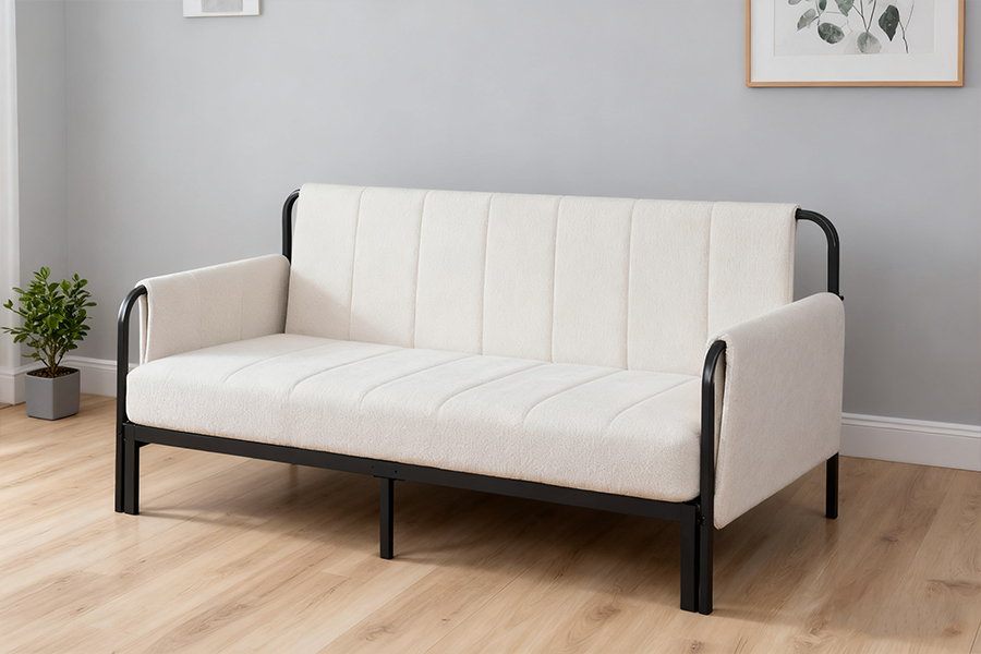 4712 Tempat tidur Sofa Kain Wol Domba Trundle