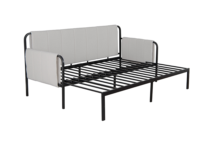 4712 Tempat tidur Sofa Kain Wol Domba Trundle