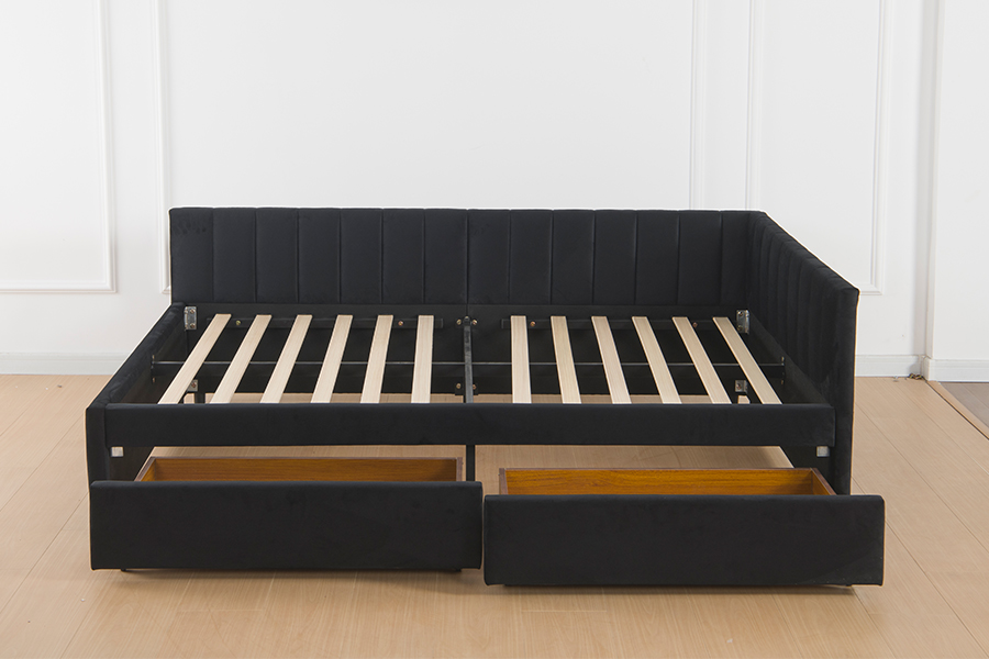 Tempat Tidur Sofa Beludru Penyimpanan 4856D untuk Ruang Kecil