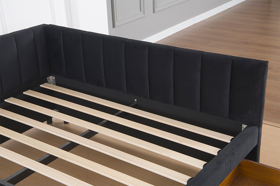 Tempat Tidur Sofa Beludru Penyimpanan 4856D untuk Ruang Kecil