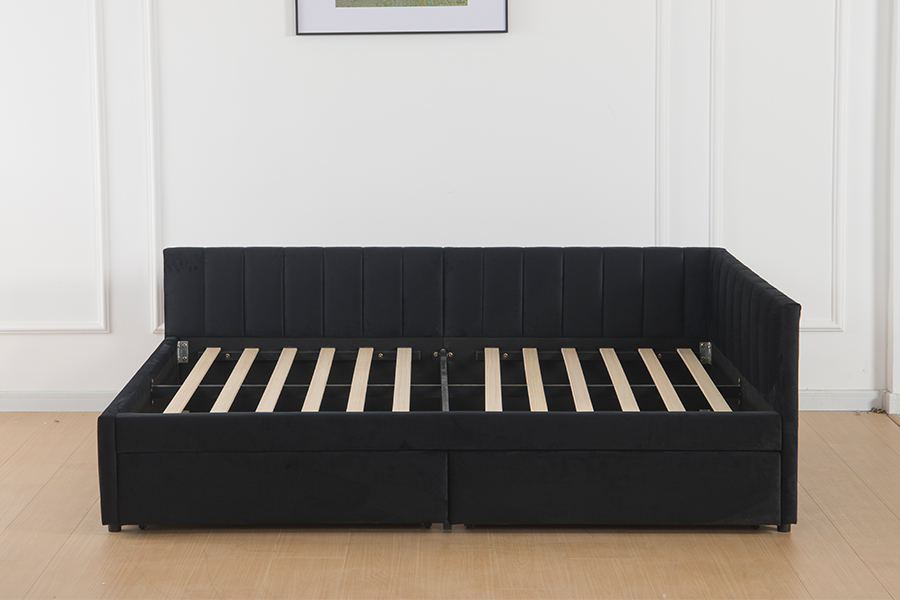 Tempat Tidur Sofa Beludru Penyimpanan 4856D untuk Ruang Kecil
