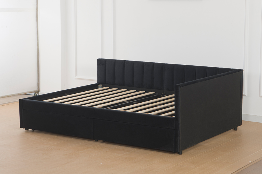 Tempat Tidur Sofa Beludru Penyimpanan 4856D untuk Ruang Kecil