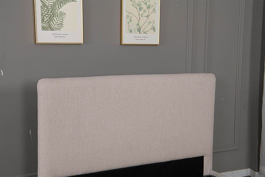 Rangka Tempat Tidur Penyimpanan Hidraulik Berlapis Kain Krem Modern 5017G