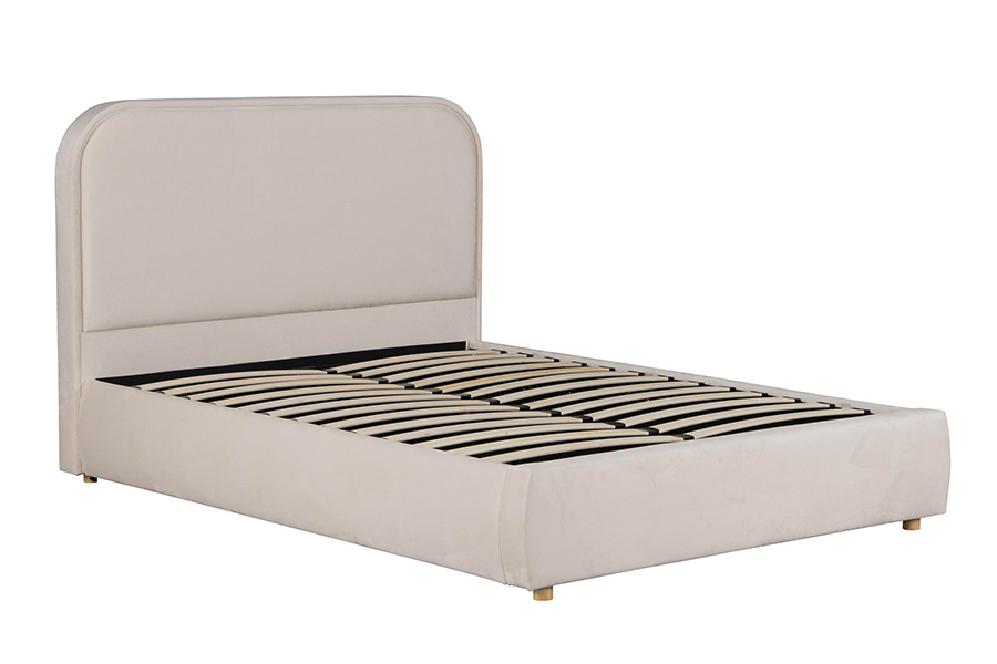 5032-1G Rangka Tempat Tidur Berlapis LED Headboard Melengkung Kayu