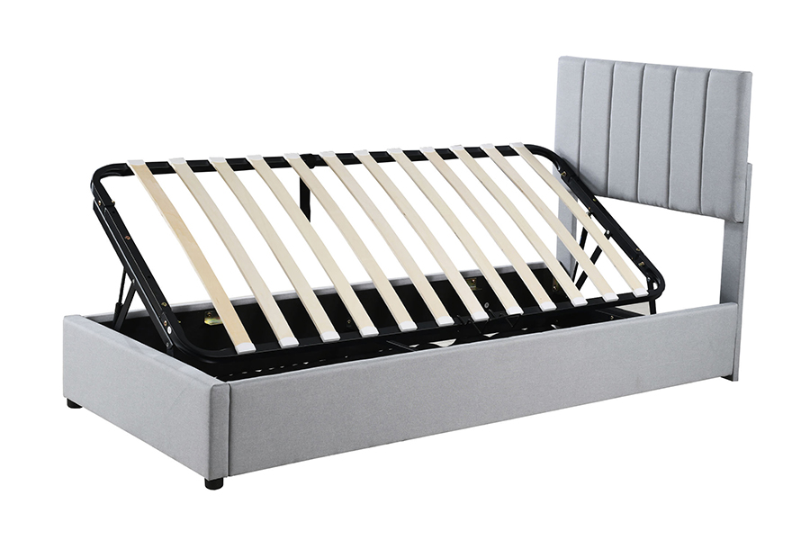 N16 Modern Grey Fabric Fungsi penyimpanan yang dapat diangkat Rangka Tempat Tidur Penyimpanan Berlapis
