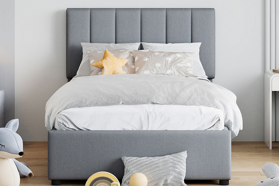 N16 Modern Grey Fabric Fungsi penyimpanan yang dapat diangkat Rangka Tempat Tidur Penyimpanan Berlapis