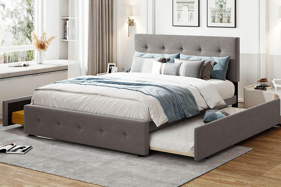 N15 Rangka Tempat Tidur Berlapis Trundle Daya Tahan Ganda yang Dapat Disesuaikan