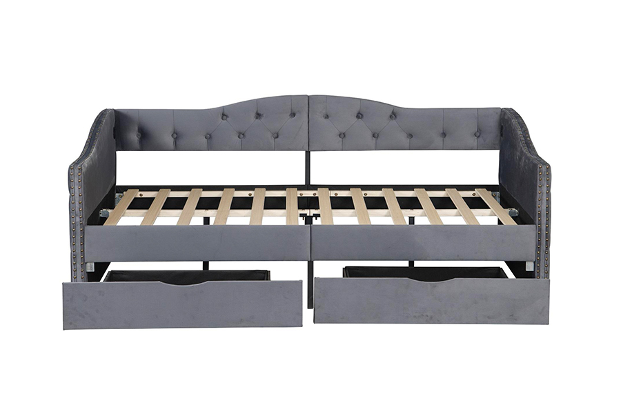 N13 Tempat Tidur Sofa Penyimpanan Bantal Beludru Abu-abu Modern Eropa