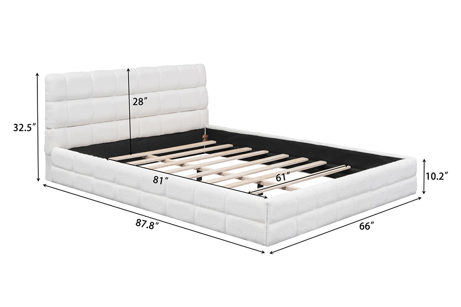 N20 Kain Teddy Mewah Tempat Tidur Platform Dapat Disesuaikan Rangka Tempat Tidur Susun Berlapis
