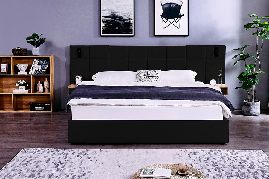 N6 Rangka Tempat Tidur Dapat Disesuaikan Bahan Tempat Tidur Empuk Rangka Tempat Tidur Berlapis LED