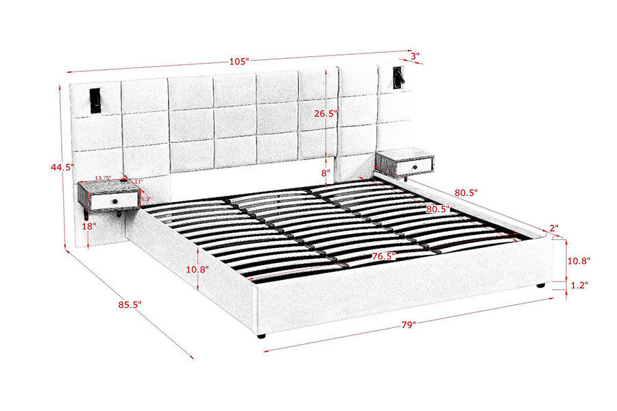 N6 Rangka Tempat Tidur Dapat Disesuaikan Bahan Tempat Tidur Empuk Rangka Tempat Tidur Berlapis LED