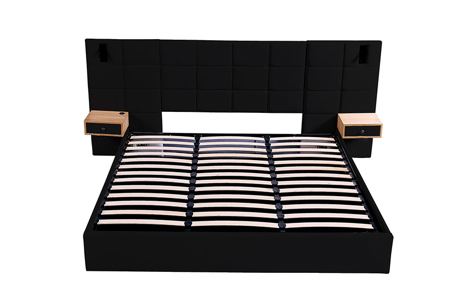 N6 Rangka Tempat Tidur Dapat Disesuaikan Bahan Tempat Tidur Empuk Rangka Tempat Tidur Berlapis LED