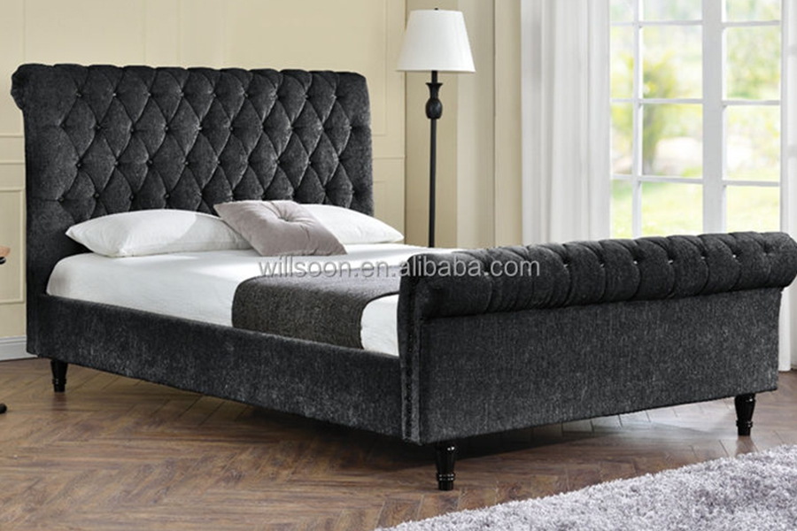 1153 Tempat Tidur Berlapis Kain Beludru Desain Bentuk S