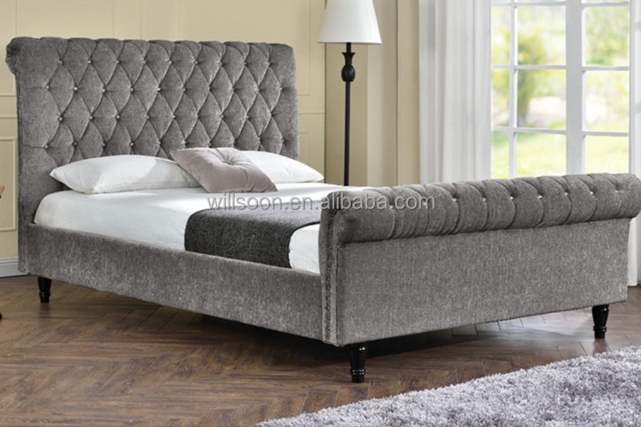 1153 Tempat Tidur Berlapis Kain Beludru Desain Bentuk S
