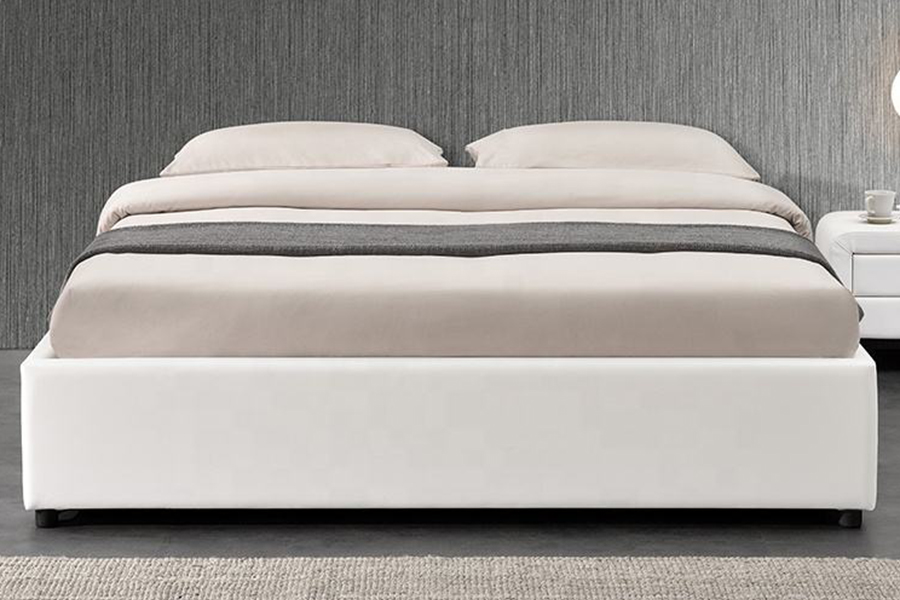1151 Tempat Tidur Berlapis Linen Desain Lift Gas Ottoman