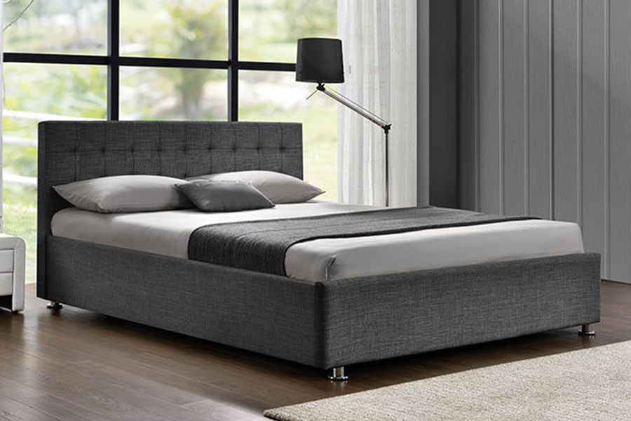 1151 Tempat Tidur Berlapis Linen Desain Lift Gas Ottoman