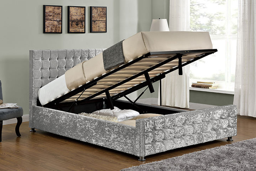 1150 Kain lembut Rangka kayu Tempat Tidur Berlapis