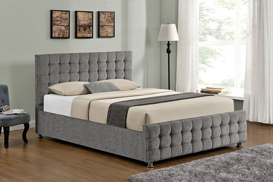 1150 Kain lembut Rangka kayu Tempat Tidur Berlapis