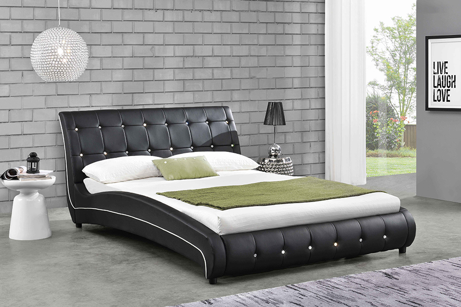 1144 Struktur kayu solid Dekorasi berlian Tempat Tidur Berlapis