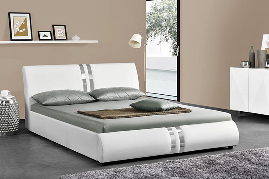 1143 Tempat Tidur Ganda Kulit PU Gaya Nordic Modern Tempat Tidur Berlapis