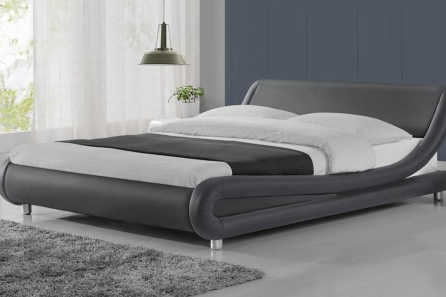 Rangka Tempat Tidur Kulit Sintetis PU Kayu 1140 Tempat Tidur Berlapis