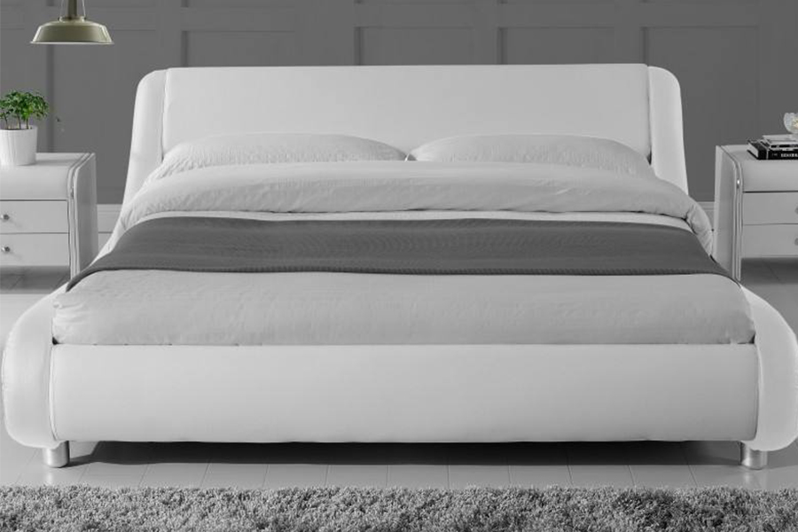 Rangka Tempat Tidur Kulit Sintetis PU Kayu 1140 Tempat Tidur Berlapis