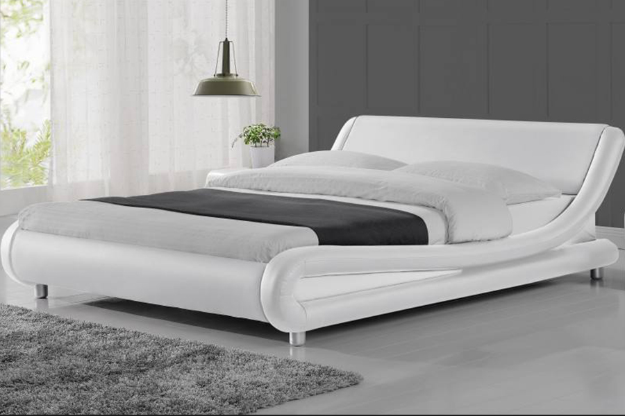 Rangka Tempat Tidur Kulit Sintetis PU Kayu 1140 Tempat Tidur Berlapis