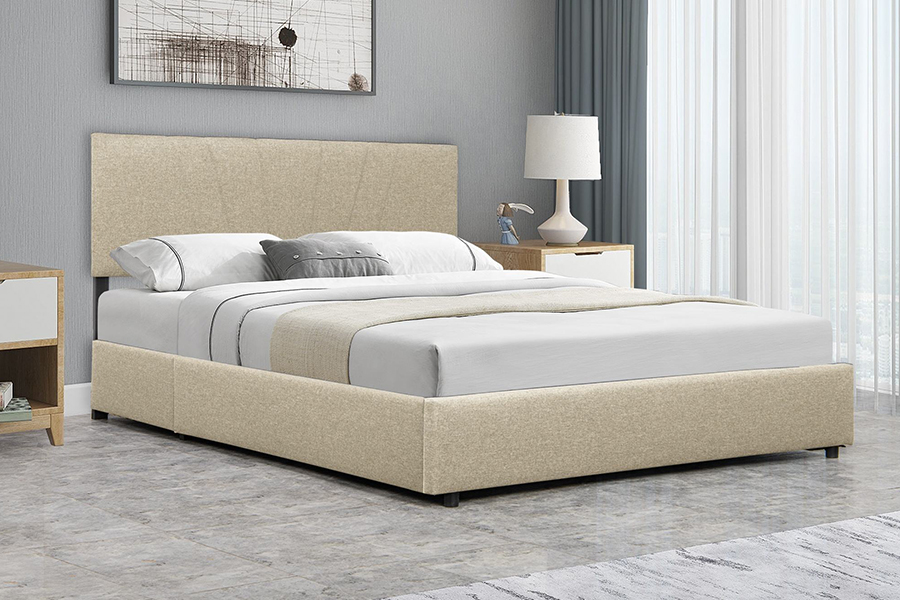 1304 Tempat Tidur Berlapis Rangka Kayu Berlapis Kain Beludru