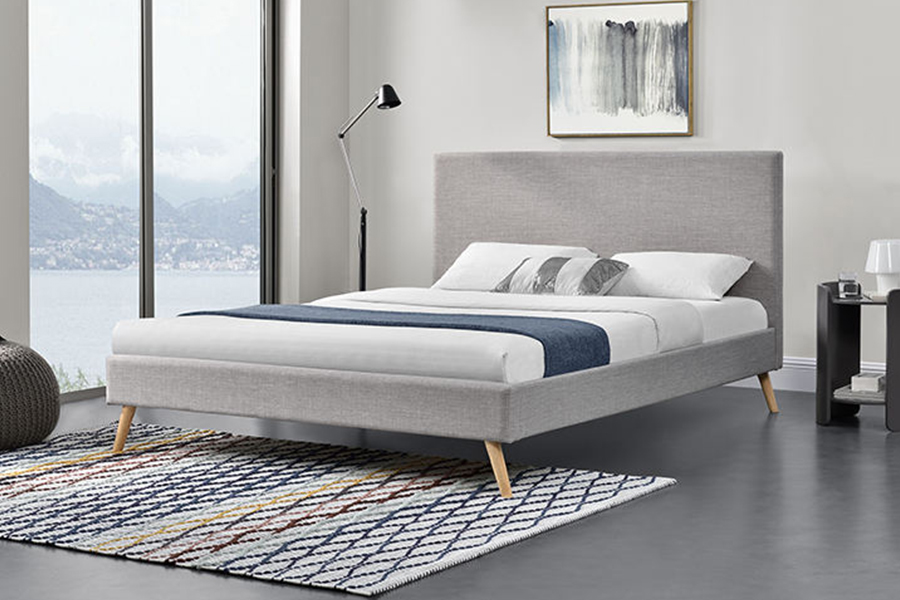 1281 Tempat Tidur Berlapis Headboard Kain Sederhana