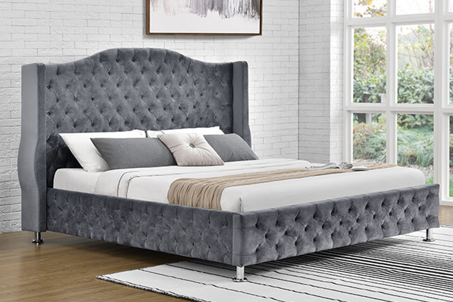 1268 Tempat Tidur Berlapis Kain Pelapis Gaya Mewah