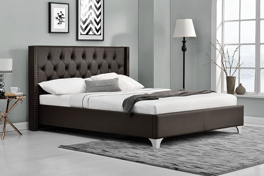 Tempat Tidur Berlapis Kancing Klasik Desain Sayap 1210