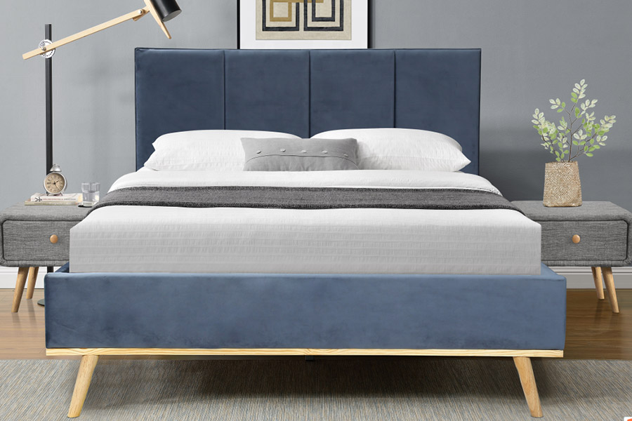 1457 Tempat Tidur Berlapis Beludru Desain Sederhana Modern Terbaru