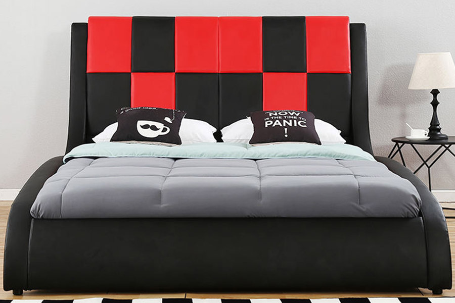 1443 Tempat Tidur Berlapis Kulit Sintetis PU Ukuran King Ganda
