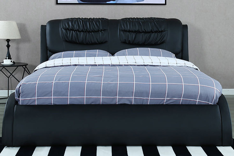 1441 Tempat Tidur Berlapis Kulit Desain Minimalis Modern
