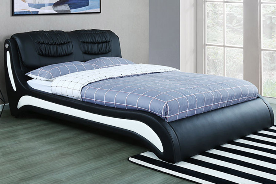 1441 Tempat Tidur Berlapis Kulit Desain Minimalis Modern