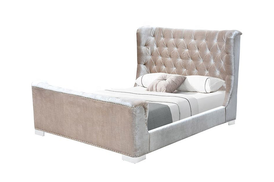 1402 Tempat Tidur Berlapis Bilah Kayu Lembut Headboard Berumbai