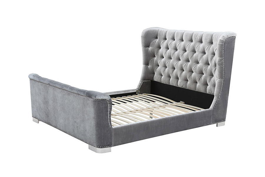1402 Tempat Tidur Berlapis Bilah Kayu Lembut Headboard Berumbai