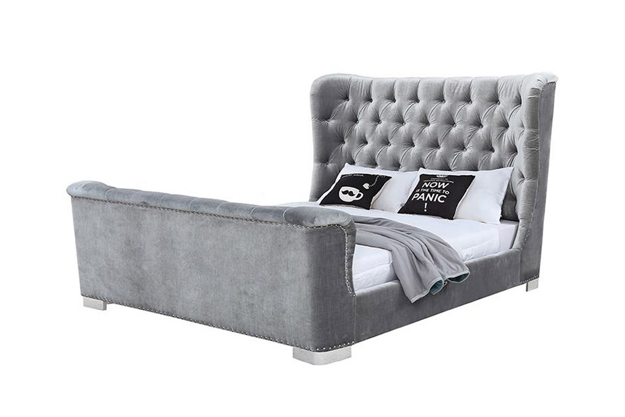 1402 Tempat Tidur Berlapis Bilah Kayu Lembut Headboard Berumbai