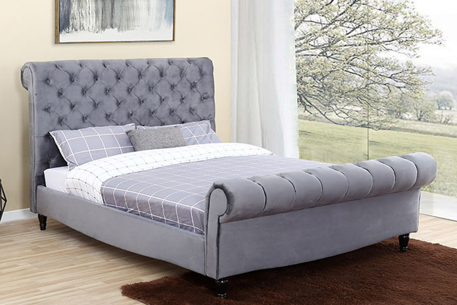 1393 Tempat Tidur Giring Headboard Tinggi Mewah Tempat Tidur Berlapis